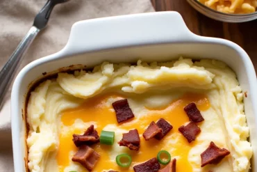 Stretch your ground beef into a cozy dinner everyone loves! This easy casserole layers mashed potatoes over meatloaf and adds cheese and bacon for the ultimate frugal meal win.