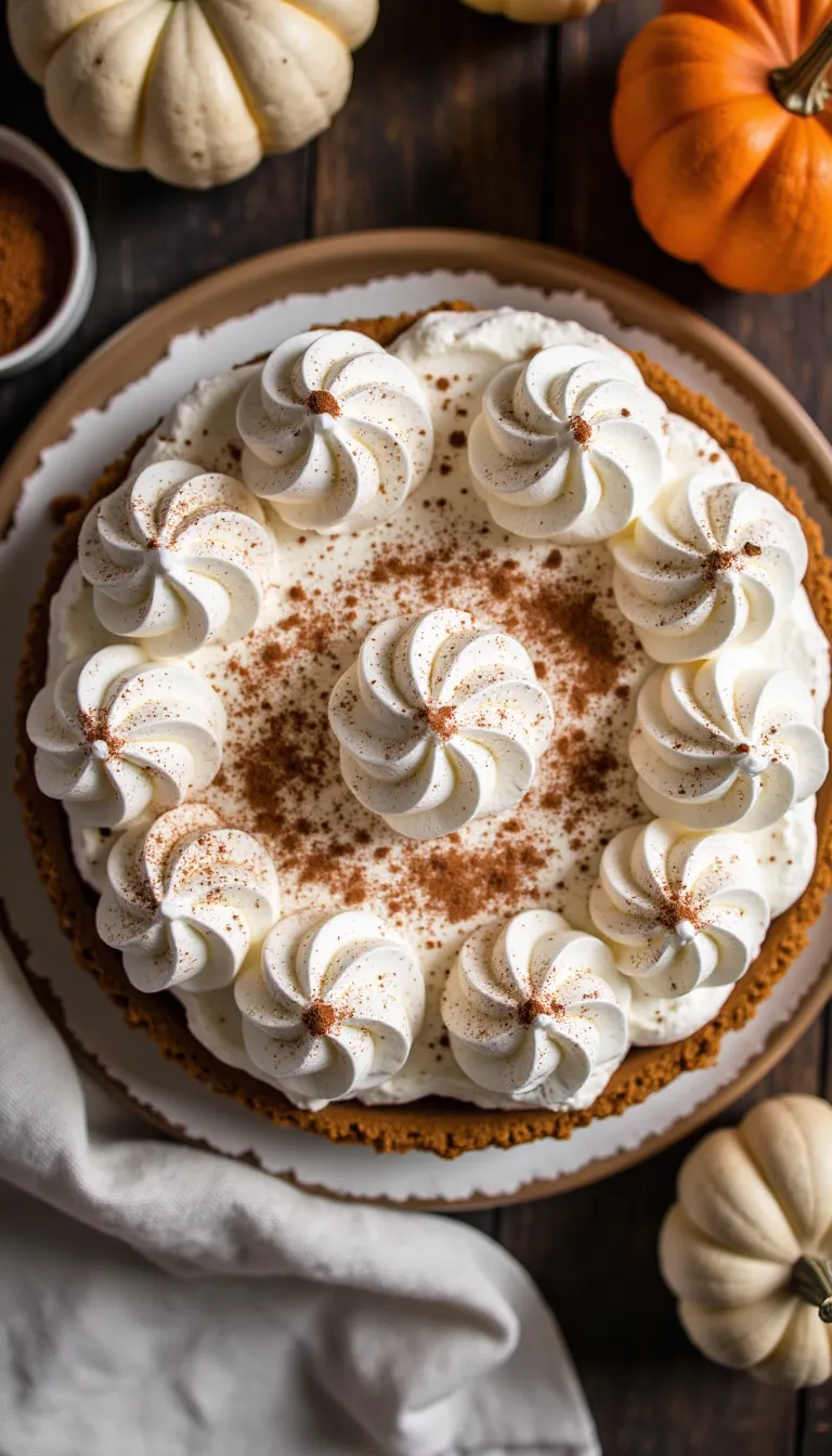 Cozy pumpkin spice and creamy chai custard in a crunchy ginger snap crust—this pie is autumn dessert perfection! #PumpkinPie #ChaiDessert #FallBaking