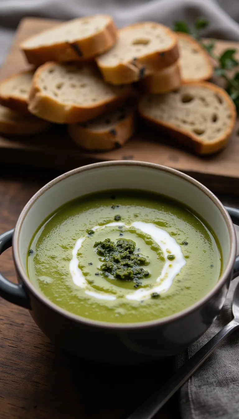 Fresh zucchini and pesto make this light crockpot soup a summer favourite. Serve it hot or cold! #crockpotsoup #seasonaleating