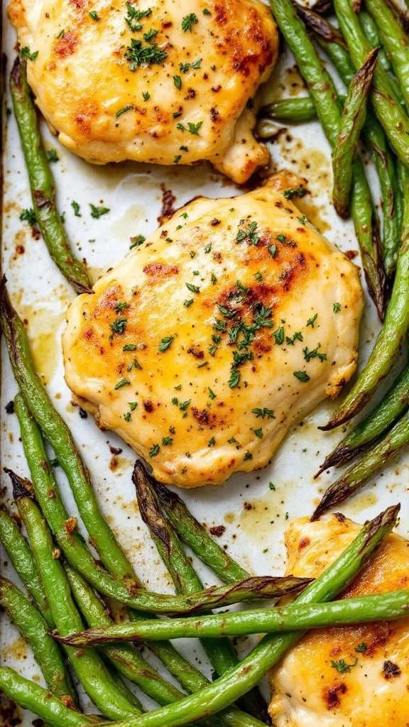 Nothing beats crispy, golden chicken thighs smothered in rich garlic butter, paired with tender roasted green beans for an easy, satisfying meal. This Garlic Butter Chicken Thighs with Green Beans is a one-pan wonder—packed with flavor, minimal effort, and perfect for busy weeknights!