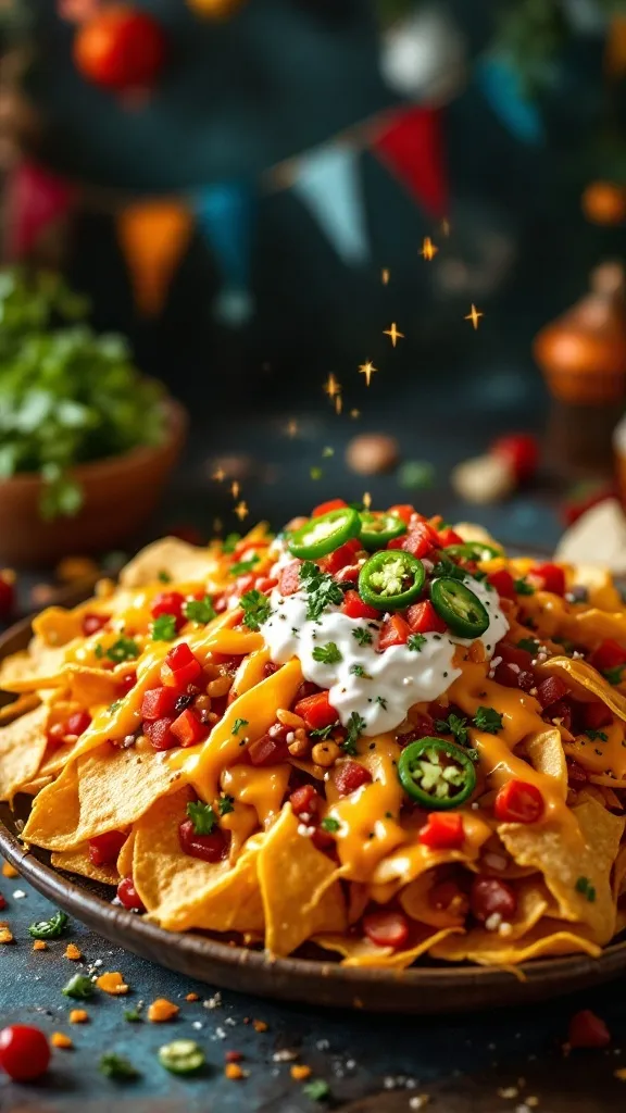 Loaded Nachos with Cheese and Jalapeños